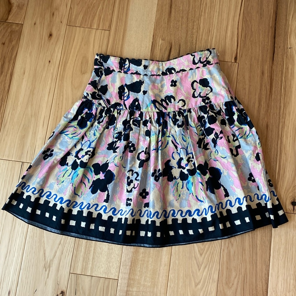 Anna Sui 100% cotton size 4 floral multicolor skirt